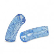 Acryl Perle Tube 34x11mm crackle Carolina blue